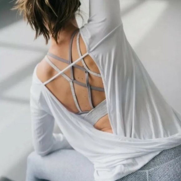 ZYIA Tops - 💋Zyia  Women’s  Namaste Long Sleeve T white Size Small